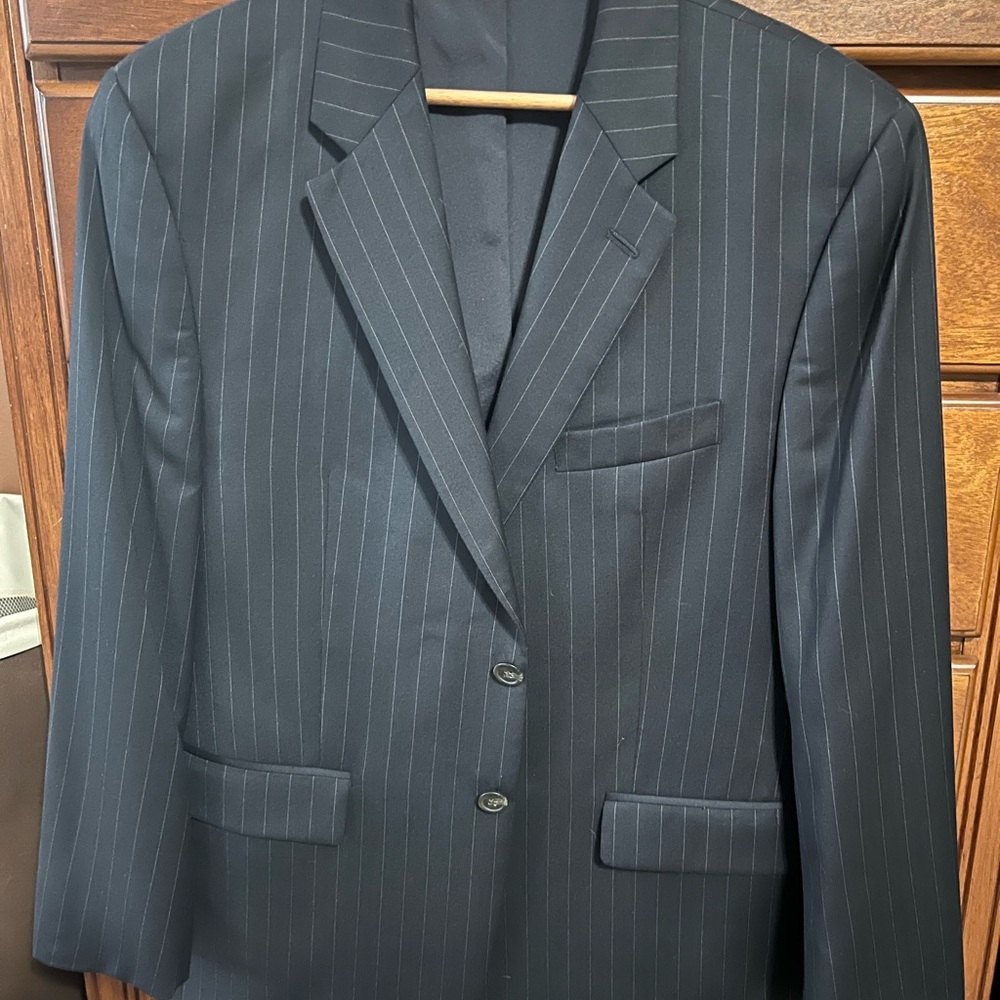 Classic Navy Chalk Stripe Men's Suit